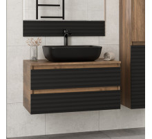 DAKOTA - 80 Тумба подвесная 2 ящ.  (ДСП (Дуб Гал. Черный кварц) / раковина