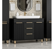 ENFIDA -100 Тумба напольная 3 ящ. черная мат. эмаль / раковина