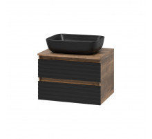 DAKOTA - 60 Тумба подвесная 2 ящ.  (ДСП (Дуб Гал. Черный кварц) / раковина