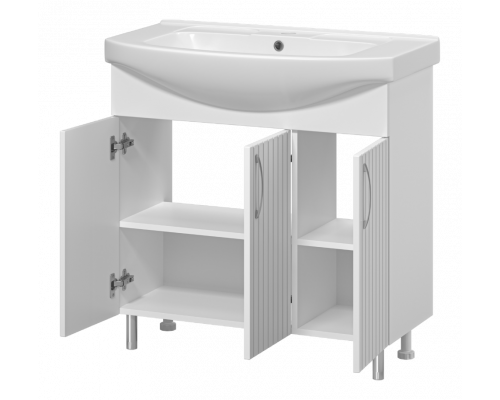 Изео - 85  Тумба напольная прямая, 3 дв. (ПВХ) / раковина