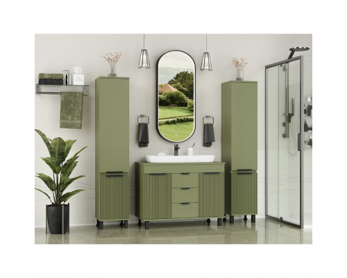 Купить ENFIDA -100 Тумба напольная 3 ящ. зеленая мат. эмаль / раковина в магазине сантехники Santeh-Crystal.ru