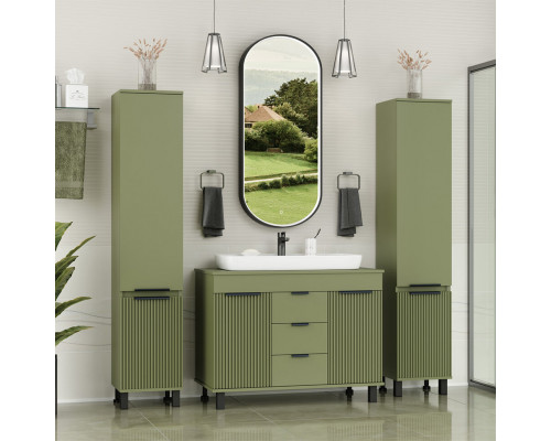 Купить ENFIDA -100 Тумба напольная 3 ящ. зеленая мат. эмаль / раковина в магазине сантехники Santeh-Crystal.ru
