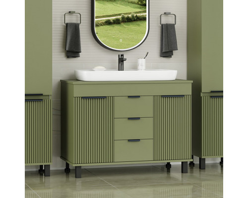 Купить ENFIDA -100 Тумба напольная 3 ящ. зеленая мат. эмаль / раковина в магазине сантехники Santeh-Crystal.ru