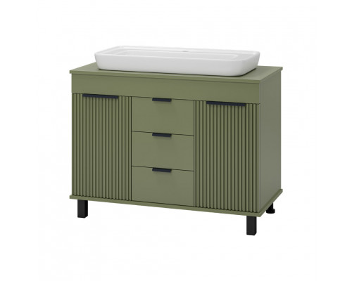 Купить ENFIDA -100 Тумба напольная 3 ящ. зеленая мат. эмаль / раковина в магазине сантехники Santeh-Crystal.ru
