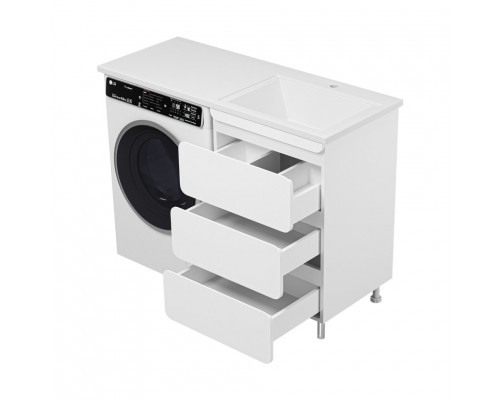 Приобрести Чегет - 55 Тумба напольная 3 ящ. под стиральную машину, белая / раковина ПРАВАЯ в магазине сантехники Santeh-Crystal.ru