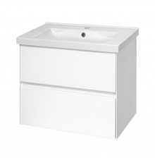 Твист - 60 Тумба 2 ящ. подвесная, белая эмаль / раковина