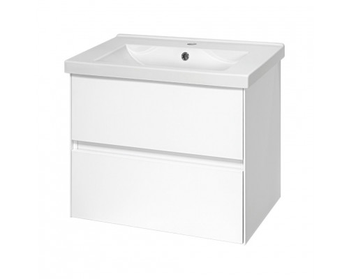 Твист - 60 Тумба 2 ящ. подвесная, белая эмаль / раковина