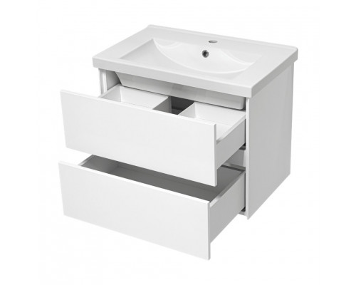 Твист - 60 Тумба 2 ящ. подвесная, белая эмаль / раковина