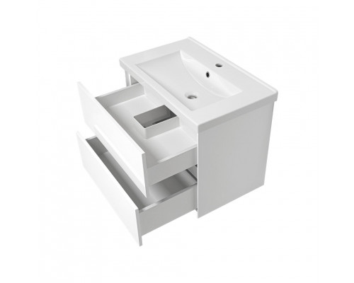 Твист - 60 Тумба 2 ящ. подвесная, белая эмаль / раковина