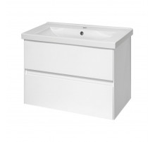 Твист - 80 Тумба 2 ящ. подвесная, белая эмаль / раковина