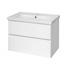 Твист - 80 Тумба 2 ящ. подвесная, белая эмаль / раковина