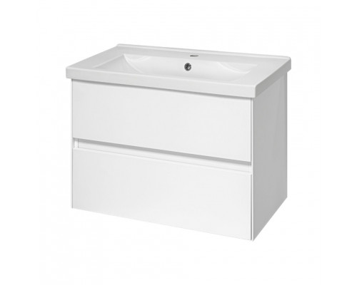 Твист - 80 Тумба 2 ящ. подвесная, белая эмаль / раковина