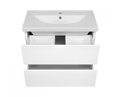 Твист - 80 Тумба 2 ящ. подвесная, белая эмаль / раковина