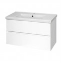 Твист -100 Тумба 2 ящ. подвесная, белая эмаль / раковина