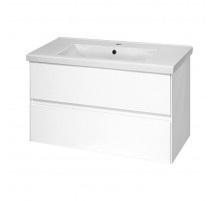 Твист -100 Тумба 2 ящ. подвесная, белая эмаль / раковина