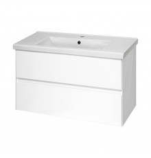 Твист -100 Тумба 2 ящ. подвесная, белая эмаль / раковина
