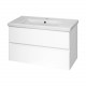 Твист -100 Тумба 2 ящ. подвесная, белая эмаль / раковина