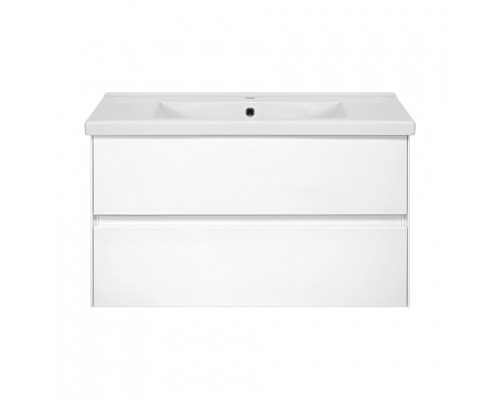 Твист -100 Тумба 2 ящ. подвесная, белая эмаль / раковина