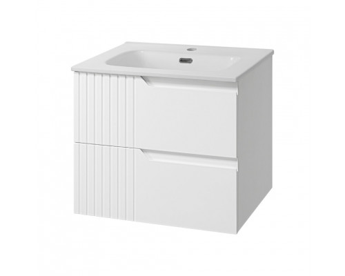 ТИВОЛИ - 60 Тумба подвесная, с 2 ящ., белая / раковина