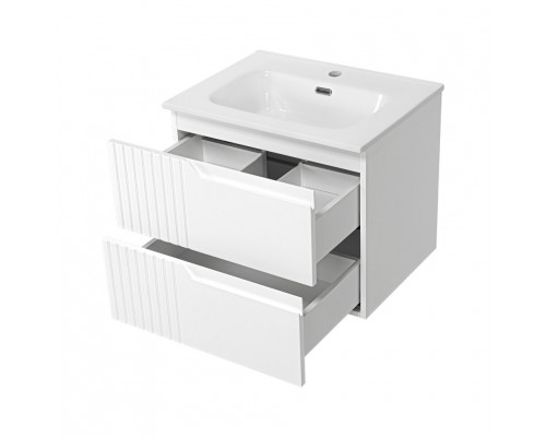ТИВОЛИ - 60 Тумба подвесная, с 2 ящ., белая / раковина