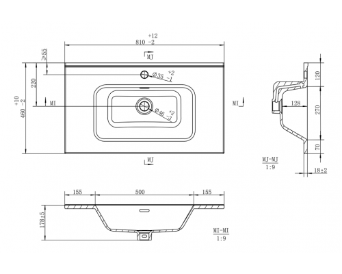 ТИВОЛИ - 80 Тумба подвесная, с 2 ящ., белая / раковина