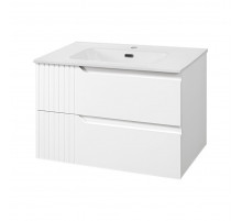 ТИВОЛИ - 80 Тумба подвесная, с 2 ящ., белая / раковина