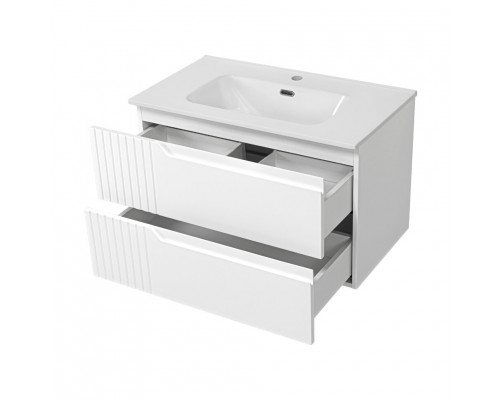 ТИВОЛИ - 80 Тумба подвесная, с 2 ящ., белая / раковина