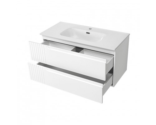 ТИВОЛИ -100 Тумба подвесная, с 2 ящ., белая / раковина