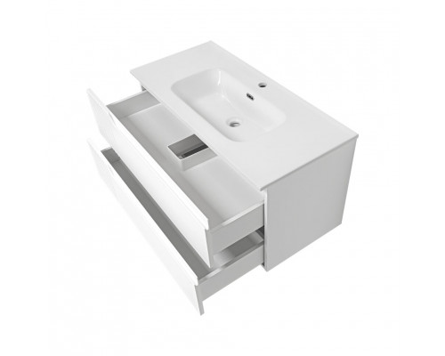 ТИВОЛИ -100 Тумба подвесная, с 2 ящ., белая / раковина