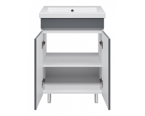 Майна - 60 тумба прямая, ПВХ графит / раковина