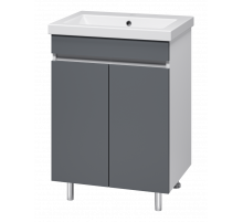 Майна - 60 тумба прямая, ПВХ графит / раковина