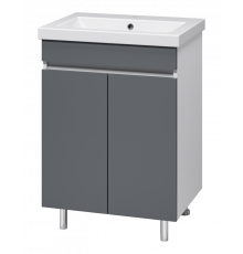 Майна - 60 тумба прямая, ПВХ графит / раковина