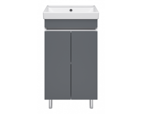Майна - 50 тумба прямая, ПВХ графит / раковина