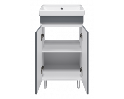 Майна - 50 тумба прямая, ПВХ графит / раковина