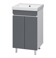 Майна - 50 тумба прямая, ПВХ графит / раковина