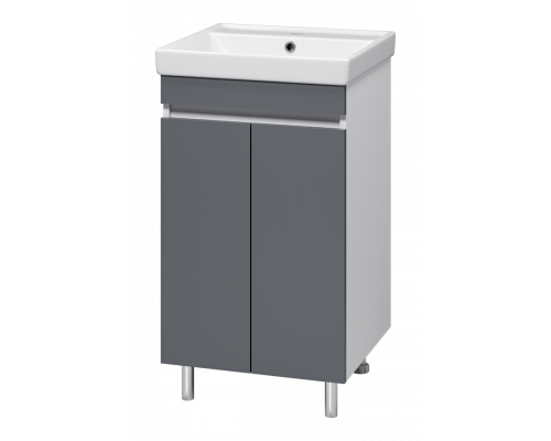 Майна - 50 тумба прямая, ПВХ графит / раковина
