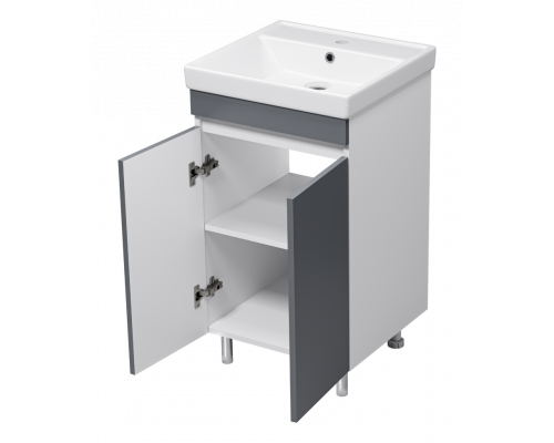 Майна - 50 тумба прямая, ПВХ графит / раковина