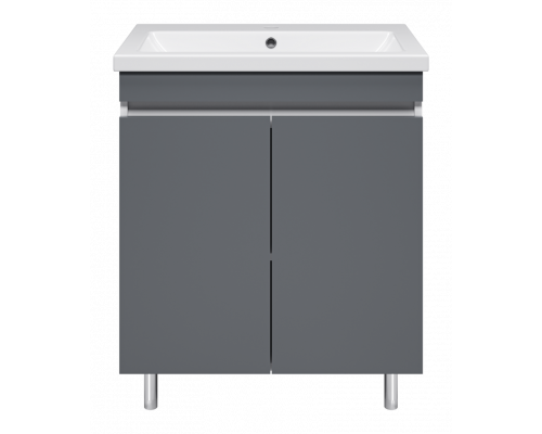 Майна - 70 тумба прямая, ПВХ графит / раковина