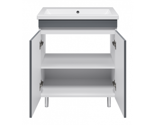 Майна - 70 тумба прямая, ПВХ графит / раковина