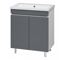 Майна - 70 тумба прямая, ПВХ графит / раковина