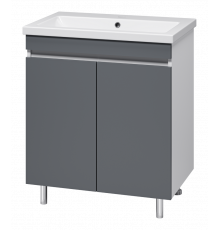 Майна - 70 тумба прямая, ПВХ графит / раковина