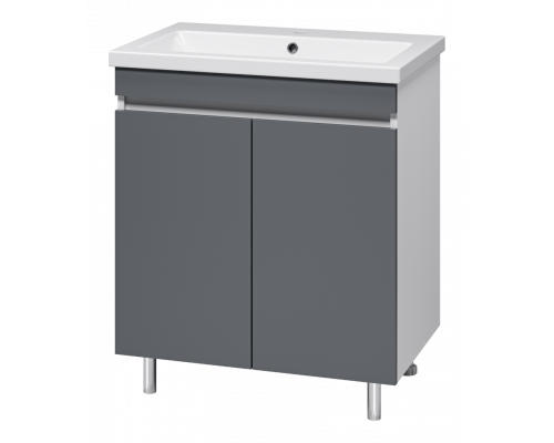 Майна - 70 тумба прямая, ПВХ графит / раковина