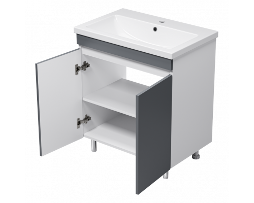 Майна - 70 тумба прямая, ПВХ графит / раковина