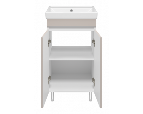 Майна - 50 тумба прямая, ПВХ сливки / раковина