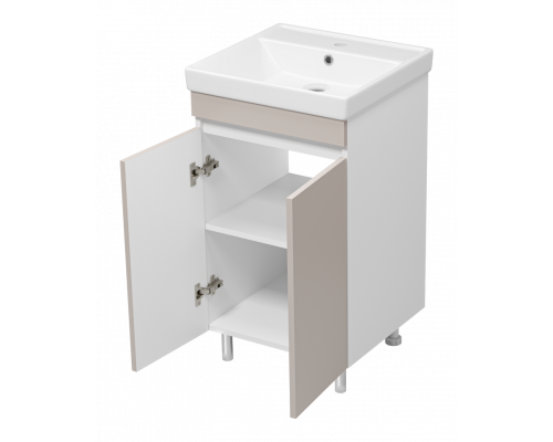 Майна - 50 тумба прямая, ПВХ сливки / раковина