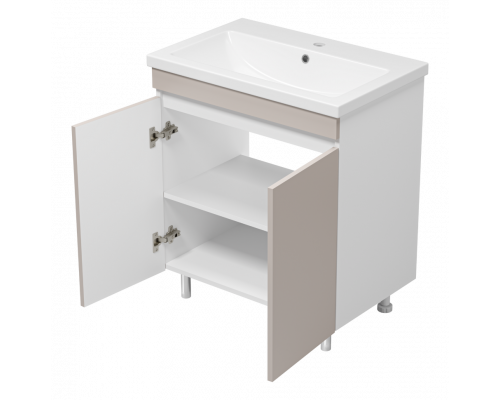 Майна - 70 тумба прямая, ПВХ сливки / раковина