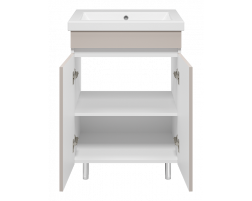 Майна - 60 тумба прямая, ПВХ сливки / раковина