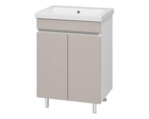 Майна - 60 тумба прямая, ПВХ сливки / раковина