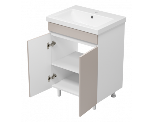 Майна - 60 тумба прямая, ПВХ сливки / раковина