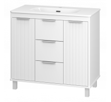 РИСАКА белая - 90 Тумба напольная 2 дв. 3 ящ. мат. эмаль / раковина